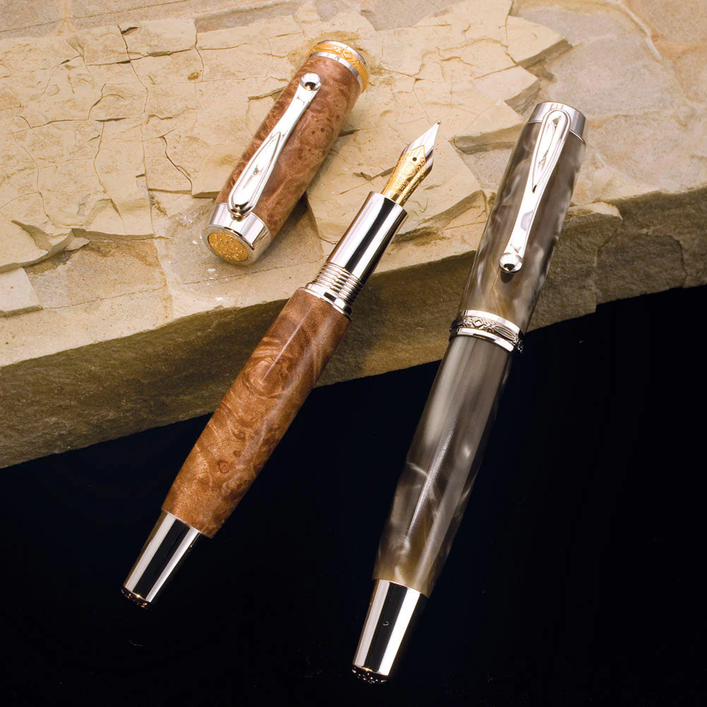 Artisan Statesman Fountain Pen Kit - Palladium & 22k Gold - Image 4