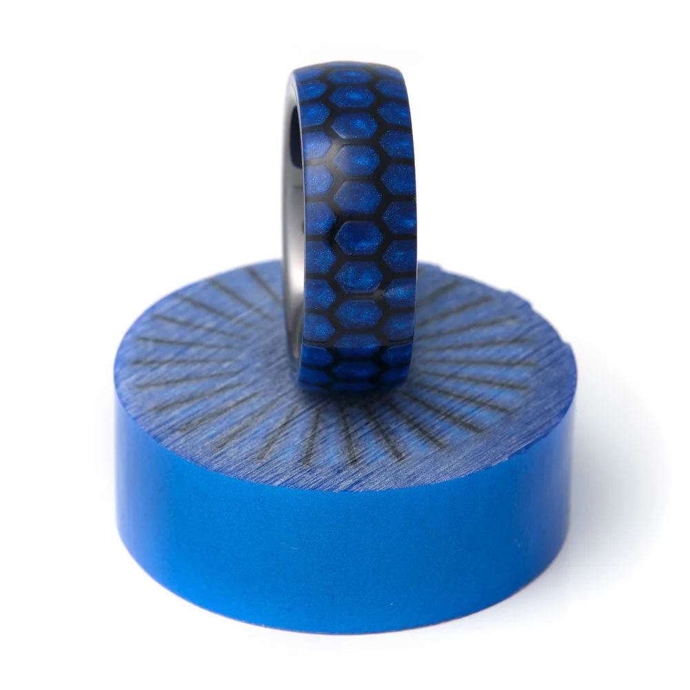 Honeycomb Ring Blank - Ajisai Blue