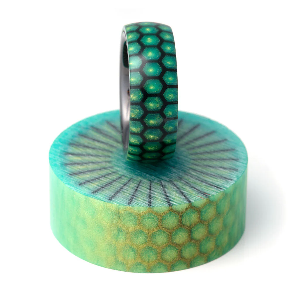 Honeycomb Ring Blank - Nebula Green