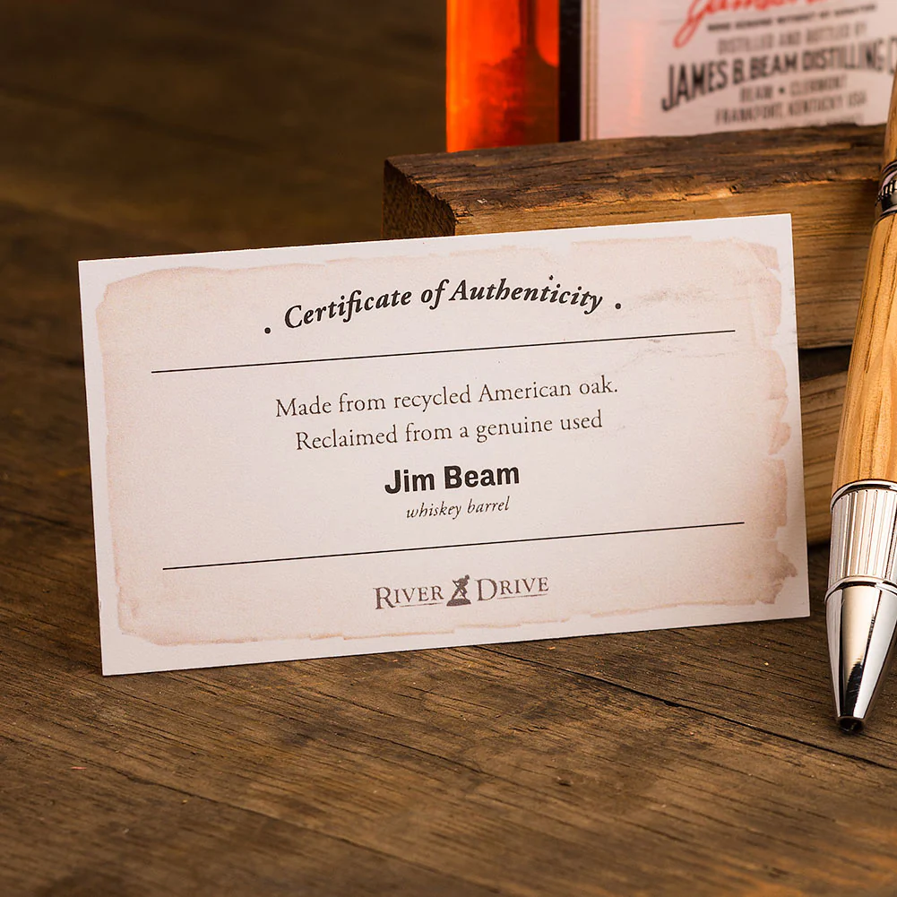 Jim Beam Whiskey Barrel Pen Blank w/ Authenticity Certificate - Image 2