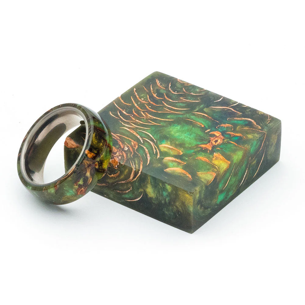 Mini Pine Cone Ring Blank - Forest Green