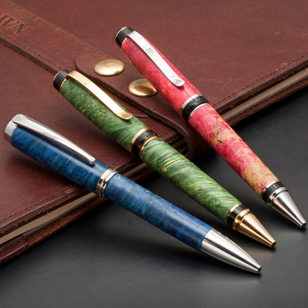 Dyed Box Elder Burl Stabilized Pen Blank - Blue - Image 2